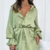 Long Sleeve Dresses | White Fox Boutique Only Gets Better Mini Dress Matcha green