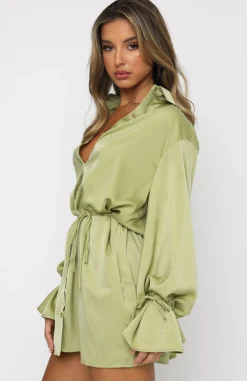 Long Sleeve Dresses | White Fox Boutique Only Gets Better Mini Dress Matcha green