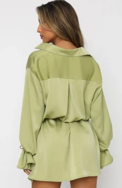 Long Sleeve Dresses | White Fox Boutique Only Gets Better Mini Dress Matcha green