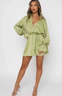 Long Sleeve Dresses | White Fox Boutique Only Gets Better Mini Dress Matcha green
