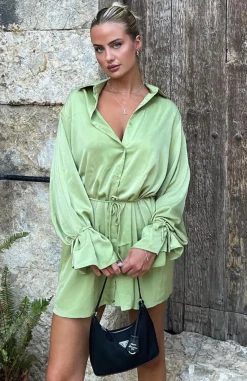 Long Sleeve Dresses | White Fox Boutique Only Gets Better Mini Dress Matcha green