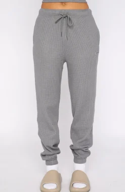 Sweatpants | White Fox Boutique Open To It Waffle Sweatpants Steel grey