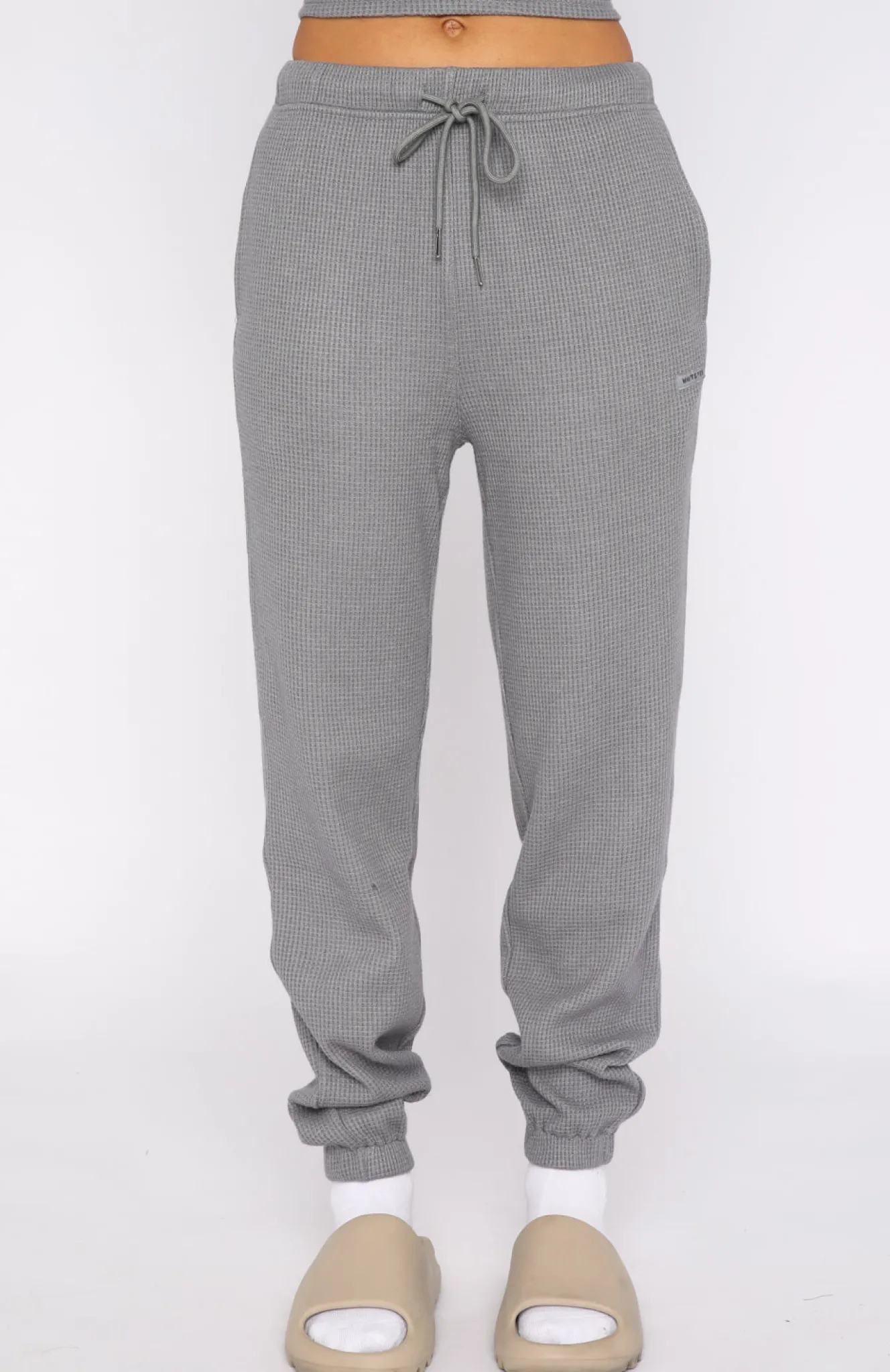 Sweatpants | White Fox Boutique Open To It Waffle Sweatpants Steel grey