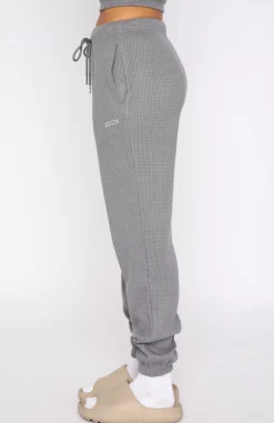 Sweatpants | White Fox Boutique Open To It Waffle Sweatpants Steel grey