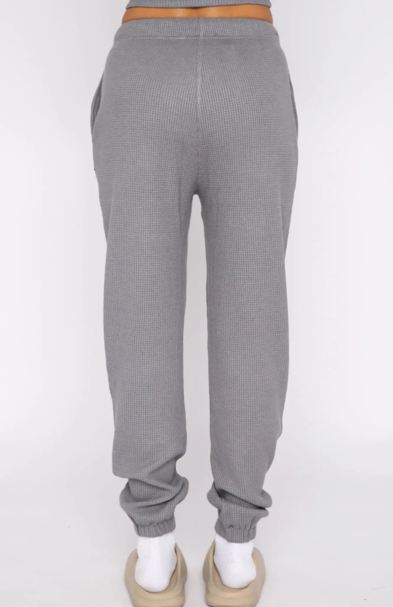 Sweatpants | White Fox Boutique Open To It Waffle Sweatpants Steel grey