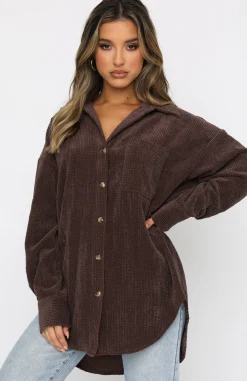 Shirts & Blouses | White Fox Boutique Out And About Cord Long Sleeve Shirt Chocolate brown