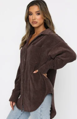 Shirts & Blouses | White Fox Boutique Out And About Cord Long Sleeve Shirt Chocolate brown