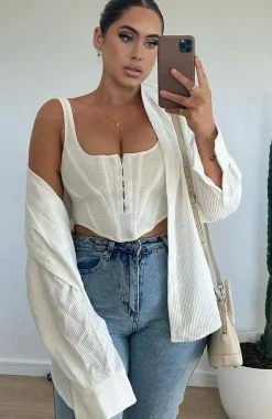 Shirts & Blouses | White Fox Boutique Out And About Cord Long Sleeve Shirt white