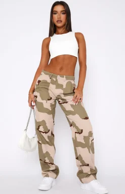 Pants | White Fox Boutique Out To Play Cargo Pants Beige Camo nude