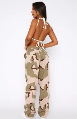 Pants | White Fox Boutique Out To Play Cargo Pants Beige Camo nude