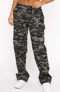 Pants | White Fox Boutique Out To Play Cargo Pants Khaki Digital Print green