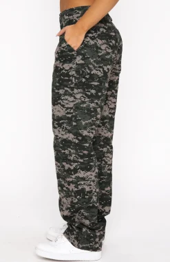 Pants | White Fox Boutique Out To Play Cargo Pants Khaki Digital Print green