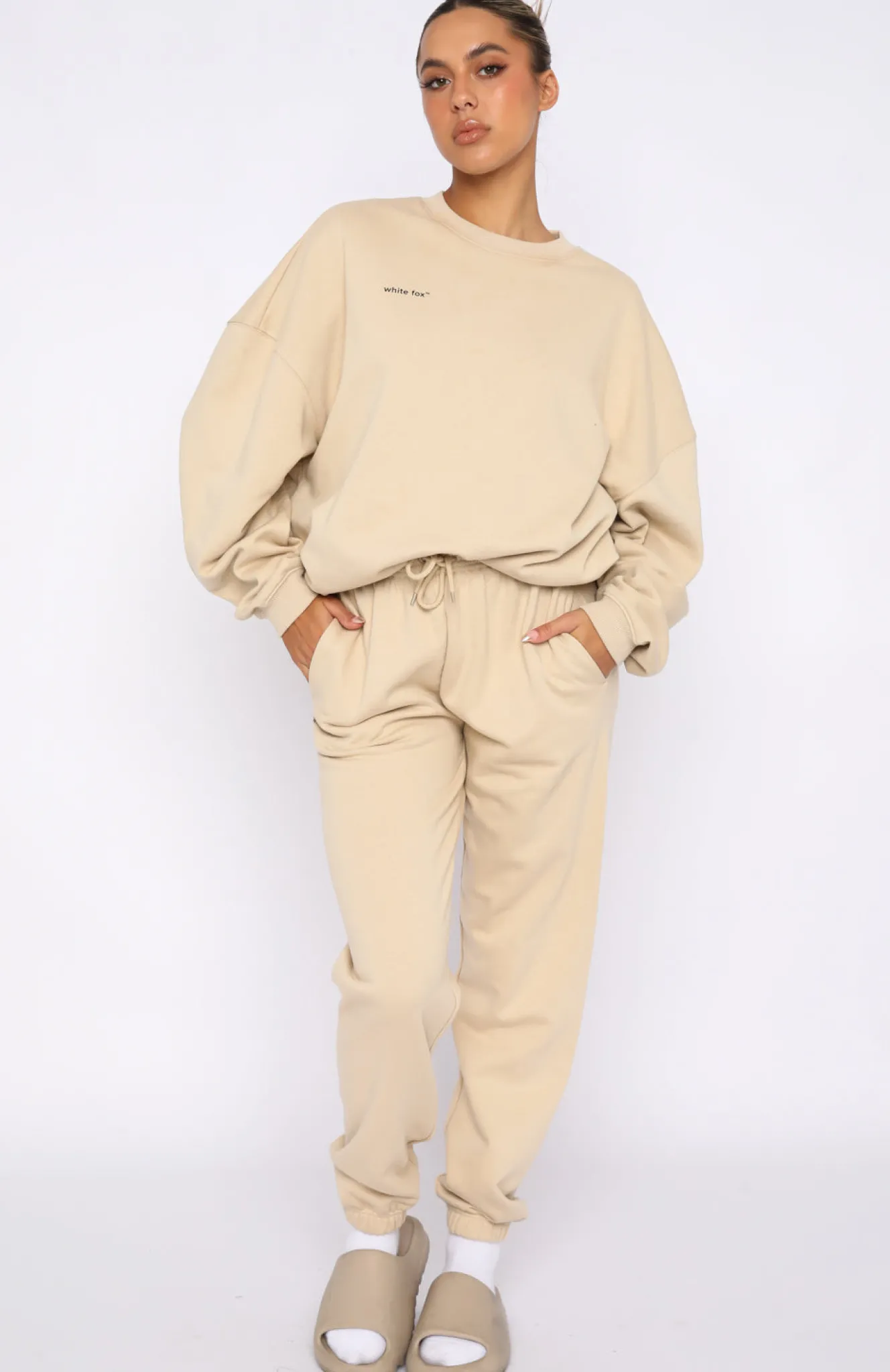Jackets & Blazers | White Fox Boutique Own The Moment Sweater Sand nude