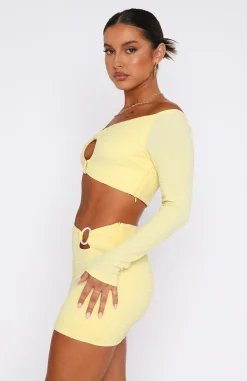 Shirts & Blouses | White Fox Boutique Paradise Vibes Long Sleeve Crop Lemon yellow
