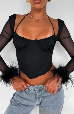 Jewellery | White Fox Boutique Party Of Two Feather Slap Band black