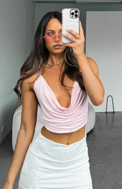 Shirts & Blouses | White Fox Boutique Pay No Mind Halter Crop Baby pink