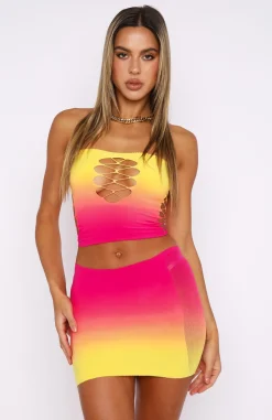 Shirts & Blouses | White Fox Boutique Peace Of Mind Strapless Crop Sunset Gradient multi