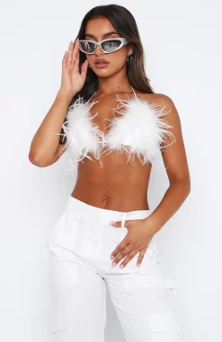 Shirts & Blouses | White Fox Boutique Pick Me Up Feather Bikini Top white