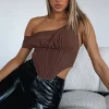 Shirts & Blouses | White Fox Boutique Play Hard To Get Crop Chocolate brown