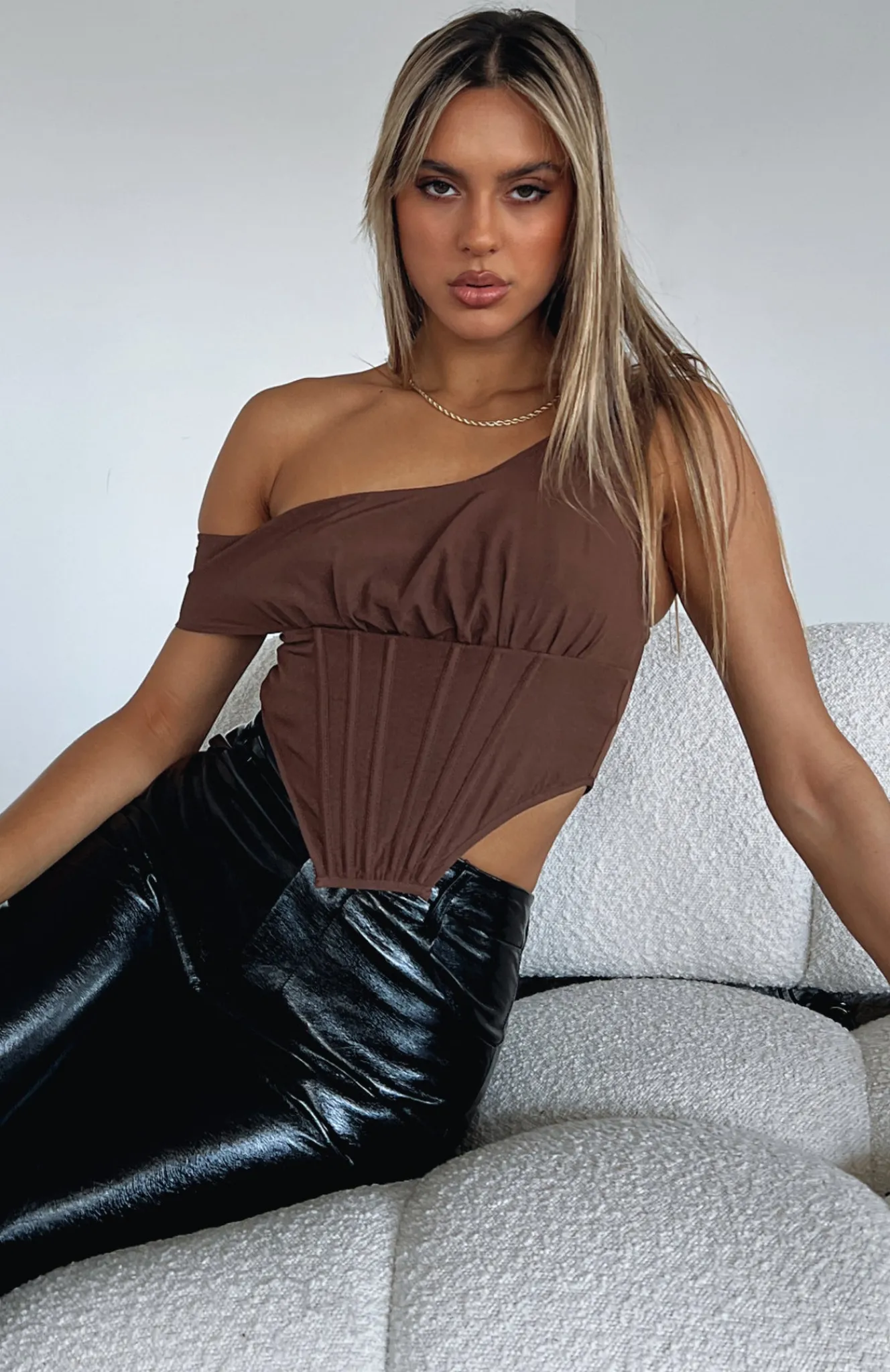 Shirts & Blouses | White Fox Boutique Play Hard To Get Crop Chocolate brown