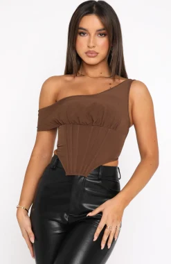 Shirts & Blouses | White Fox Boutique Play Hard To Get Crop Chocolate brown