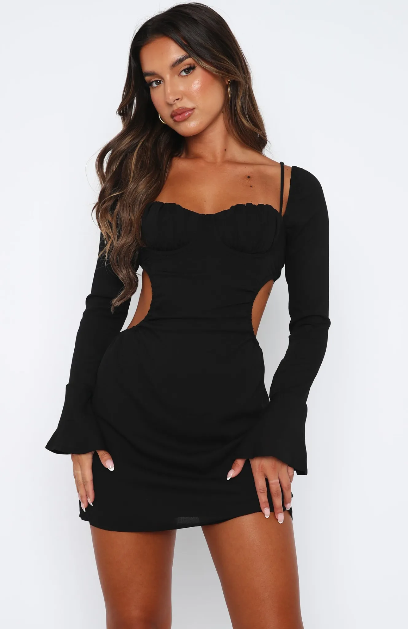Long Sleeve Dresses | White Fox Boutique Please Hold Long Sleeve Mini Dress black