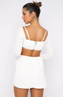 Restocked | White Fox Boutique Please Hold Long Sleeve Mini Dress white