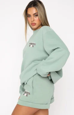 Shorts | White Fox Boutique Positive Vibes Lounge Shorts Sage green