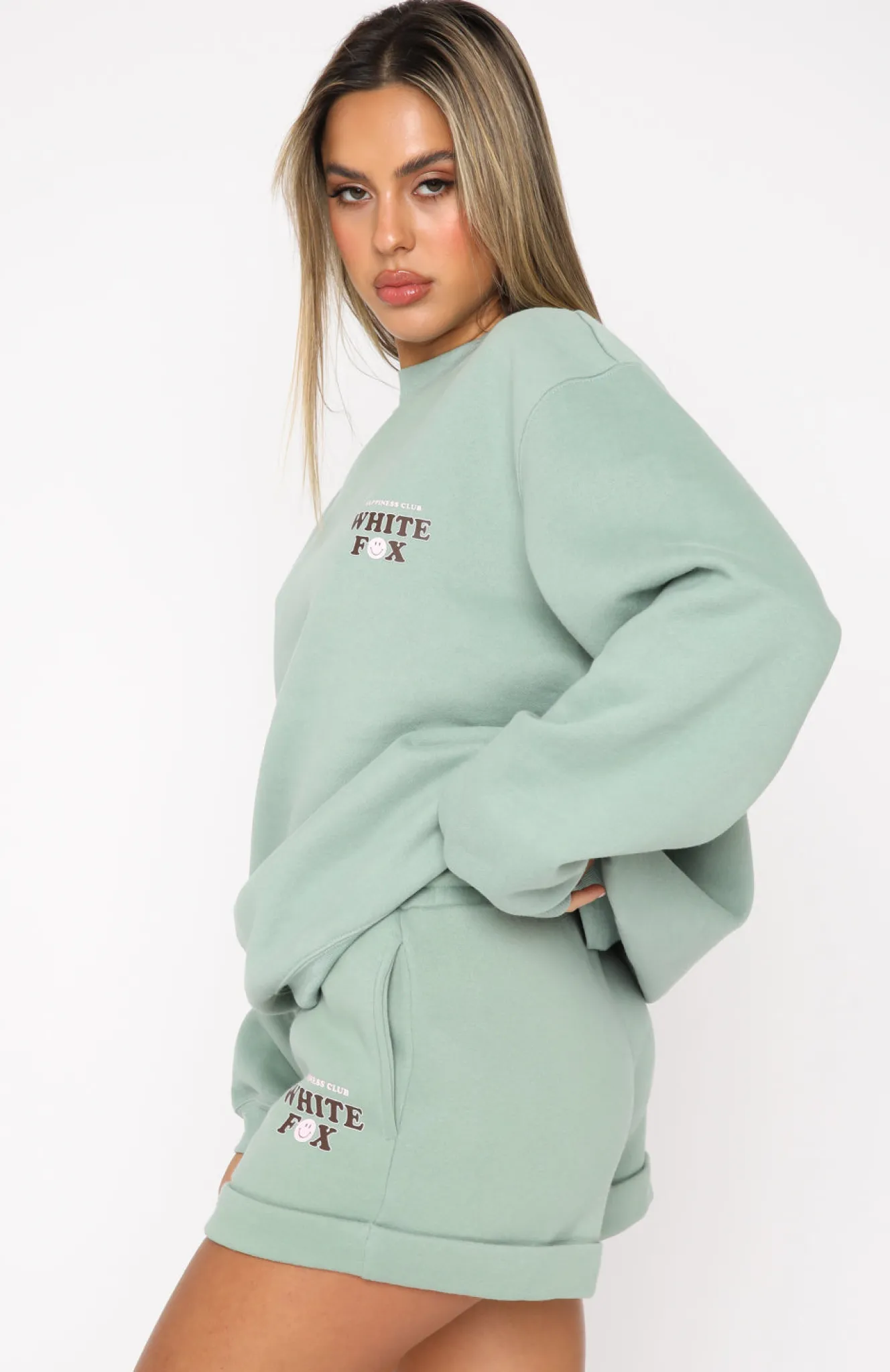 Shorts | White Fox Boutique Positive Vibes Lounge Shorts Sage green