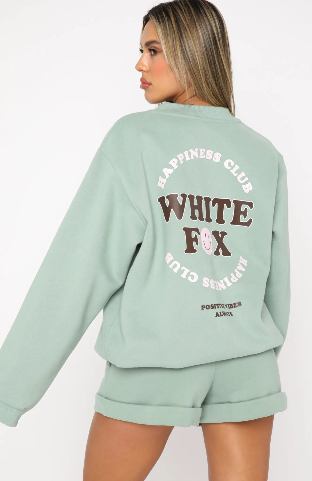 Shorts | White Fox Boutique Positive Vibes Lounge Shorts Sage green