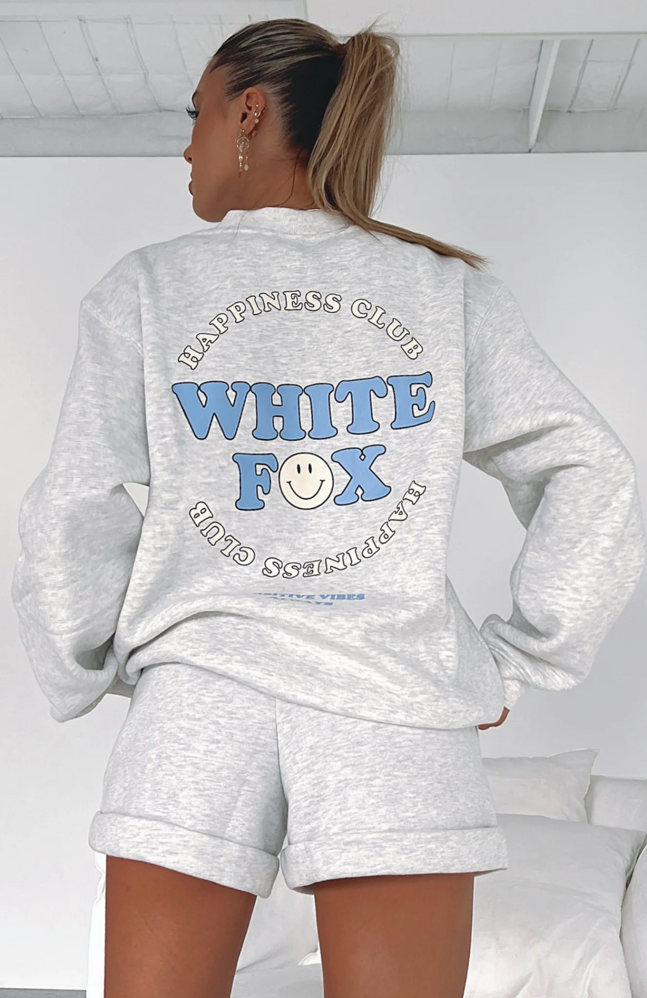 Shorts | White Fox Boutique Positive Vibes Lounge Shorts Marle grey