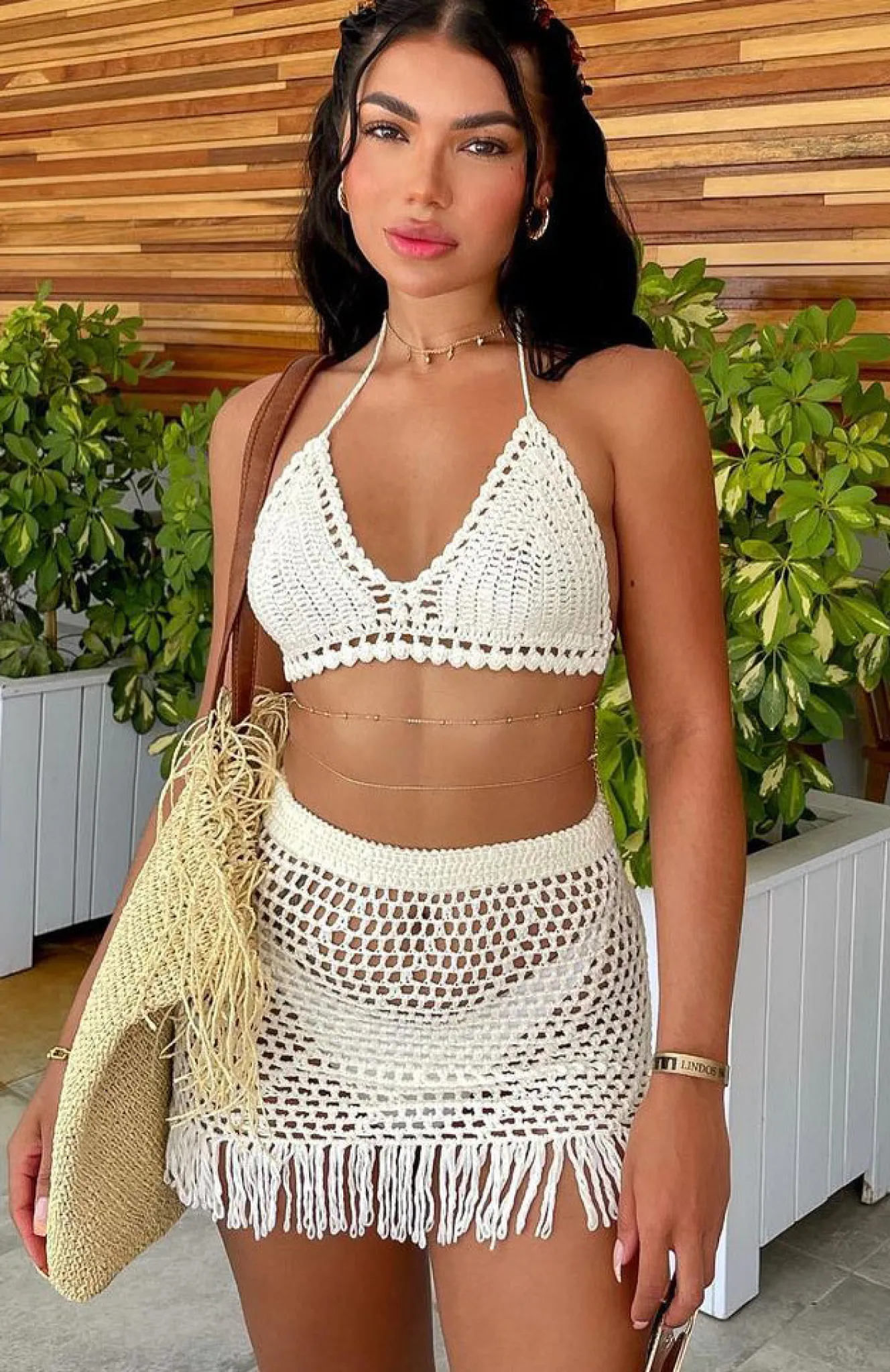 Restocked | White Fox Boutique Private Island Crochet Set white