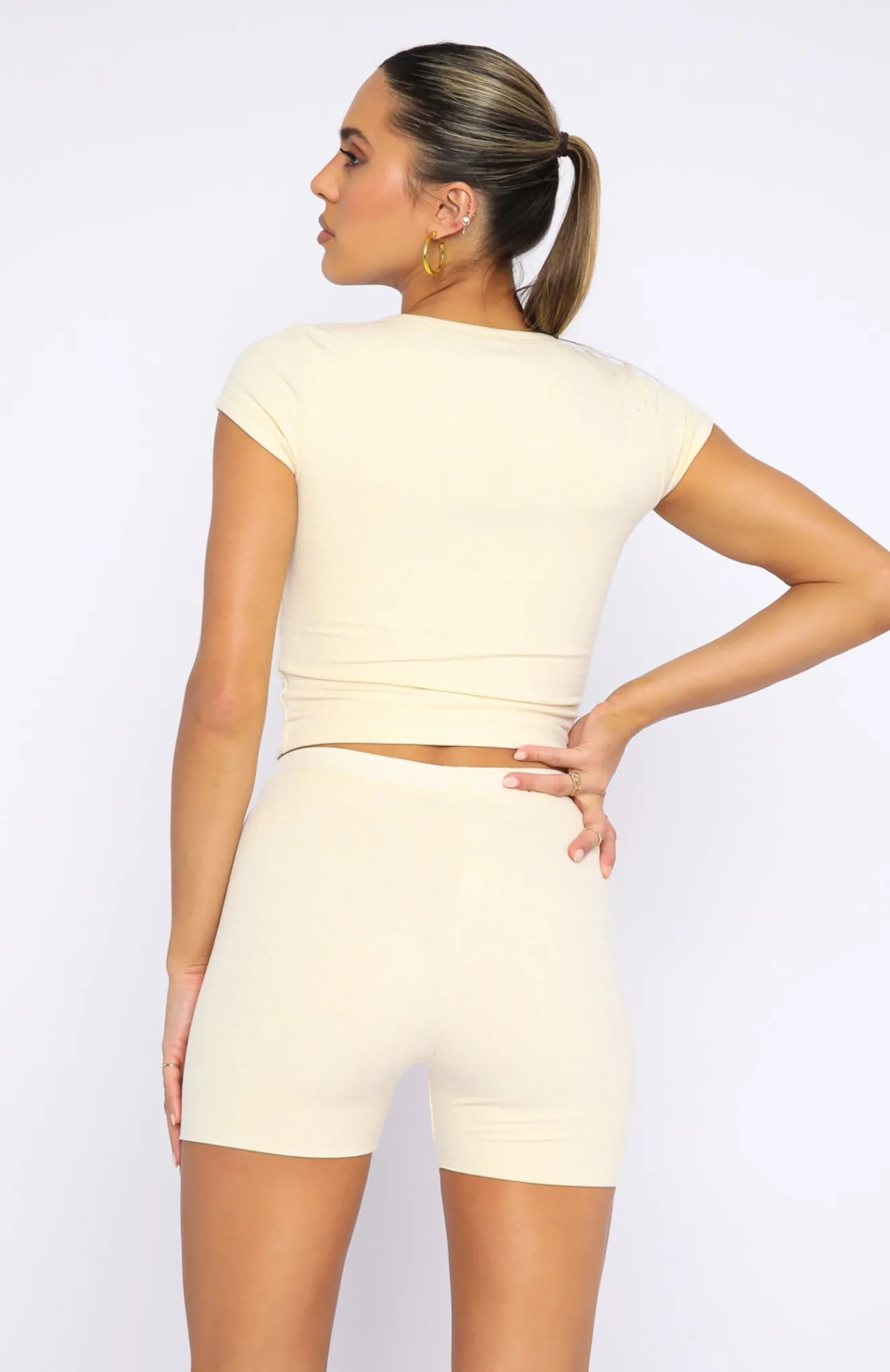 Shirts & Blouses | White Fox Boutique Project 5 Ribbed Baby Tee Pebble nude