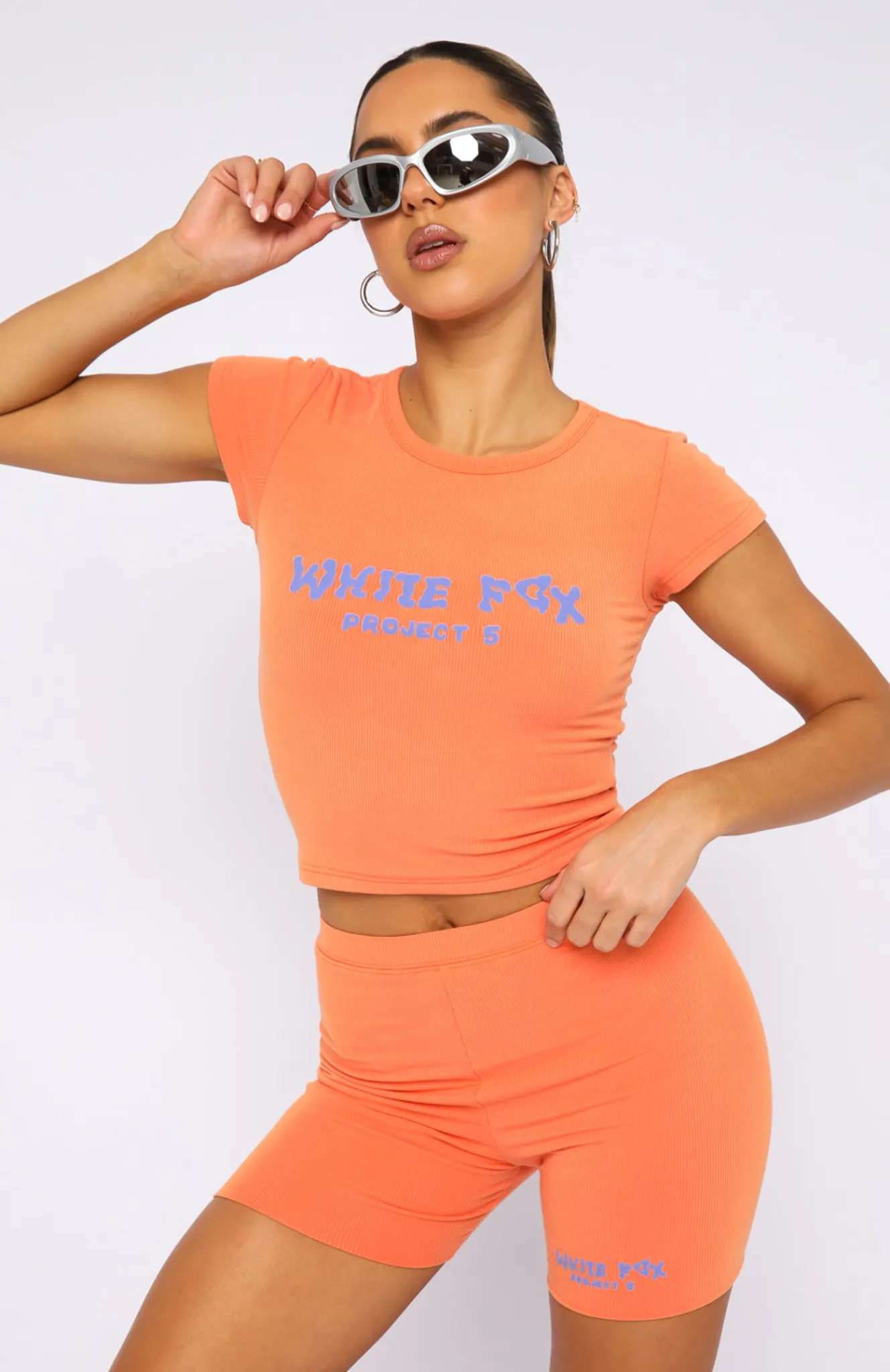 Shorts | White Fox Boutique Project 5 Ribbed Bike Shorts Papaya orange