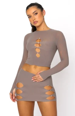 Shirts & Blouses | White Fox Boutique Promise Me Long Sleeve Crop Mushroom brown