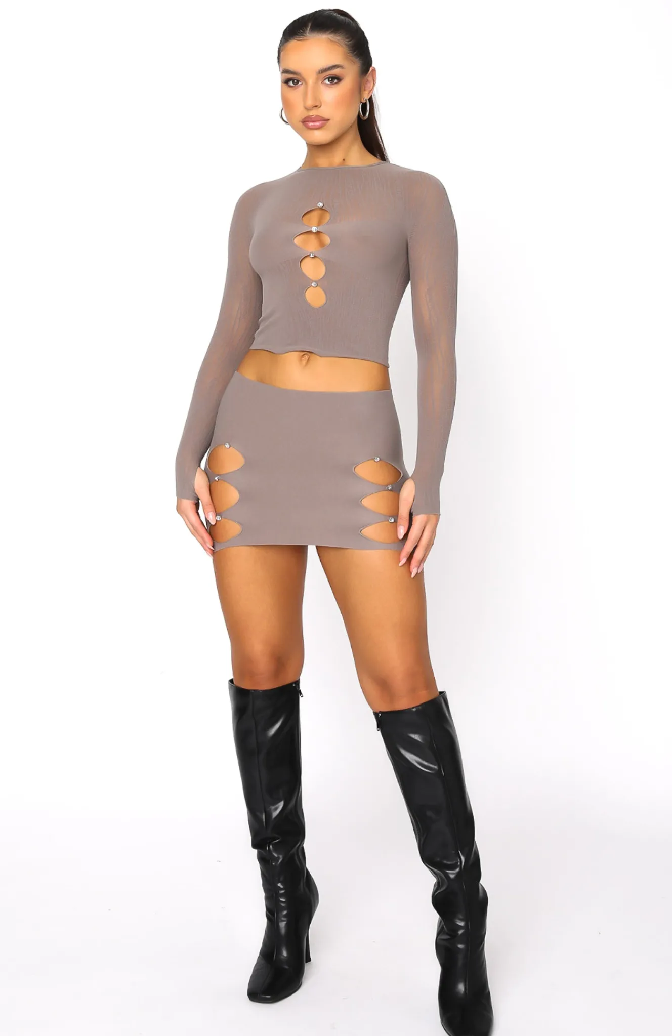 Shirts & Blouses | White Fox Boutique Promise Me Long Sleeve Crop Mushroom brown