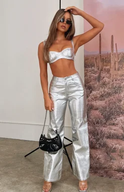 Pants | White Fox Boutique Push The Button Pu Pants silver