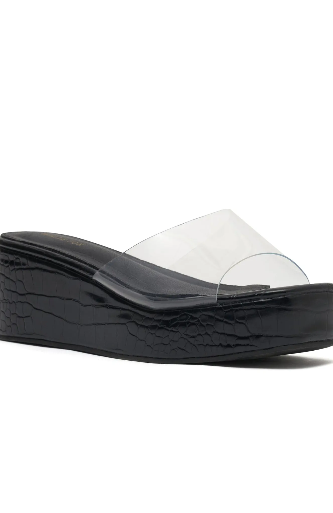 Slides | White Fox Boutique Rayna Platform Slides Croc black