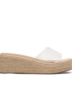 Slides | White Fox Boutique Rayna Platform Slides Natural Woven nude
