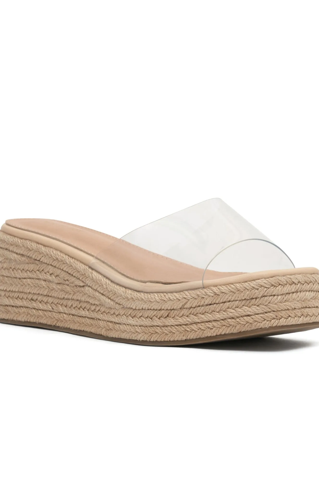 Slides | White Fox Boutique Rayna Platform Slides Natural Woven nude