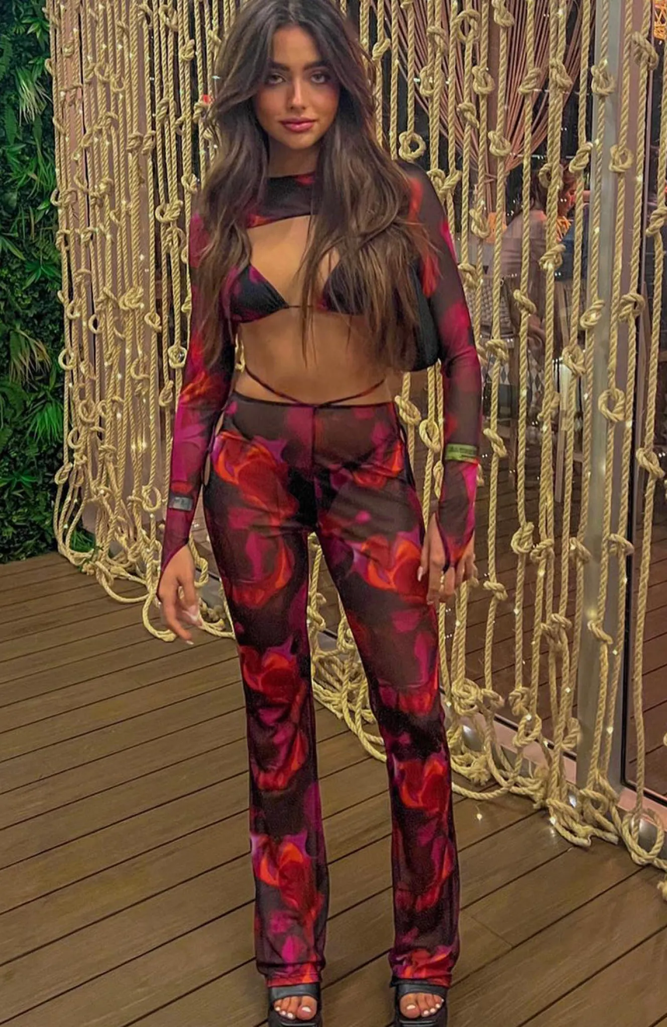 Pants | White Fox Boutique Rhythm Of The Night Pants Flame Print pink