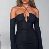 Restocked | White Fox Boutique Rock That Body Long Sleeve Mini Dress black