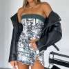 Restocked | White Fox Boutique Rumours Buzzing Mini Skirt Graffiti green