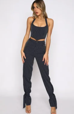 Pants | White Fox Boutique Run To Me Pants Navy Pinstripe blue