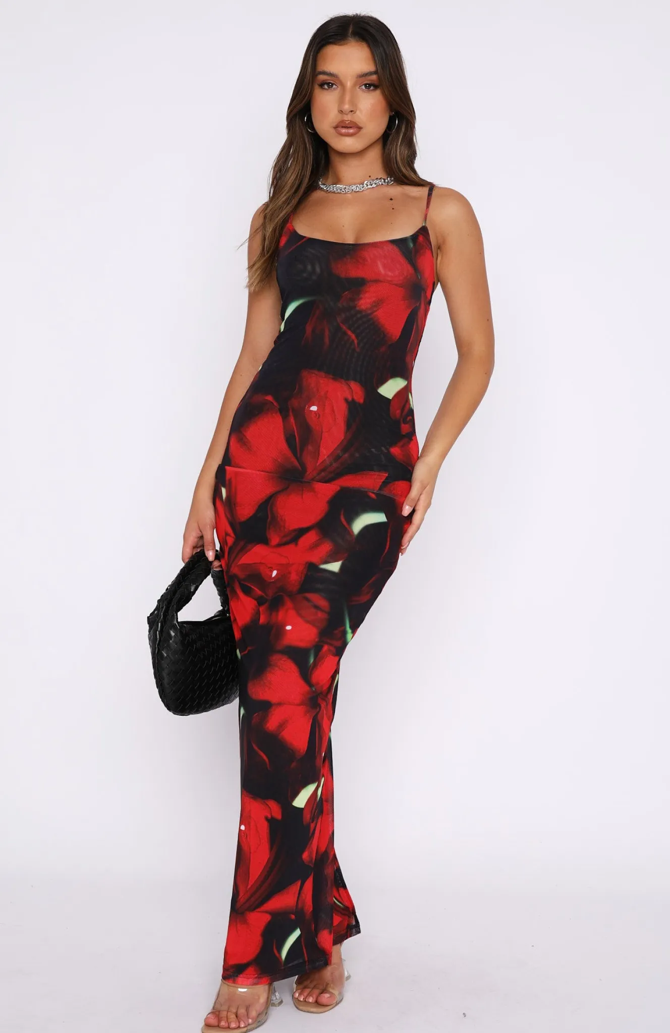 Formal Dresses | White Fox Boutique Same Heart Mesh Maxi Dress Hibiscus red