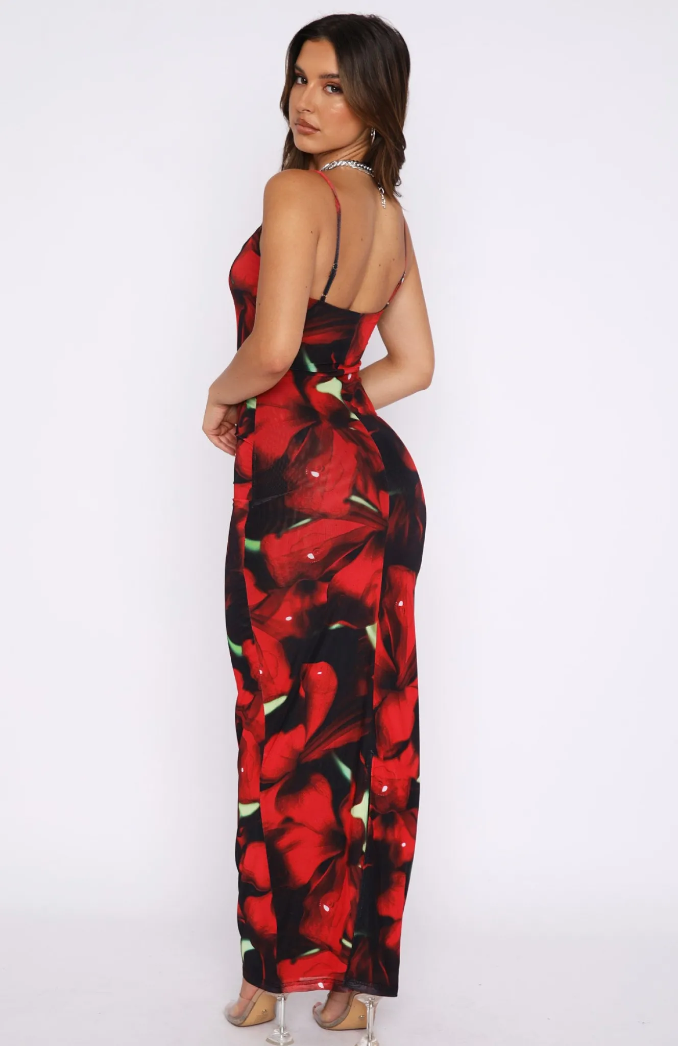 Formal Dresses | White Fox Boutique Same Heart Mesh Maxi Dress Hibiscus red