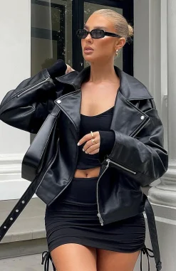 Jackets & Blazers | White Fox Boutique Seal The Deal PU Biker Jacket black