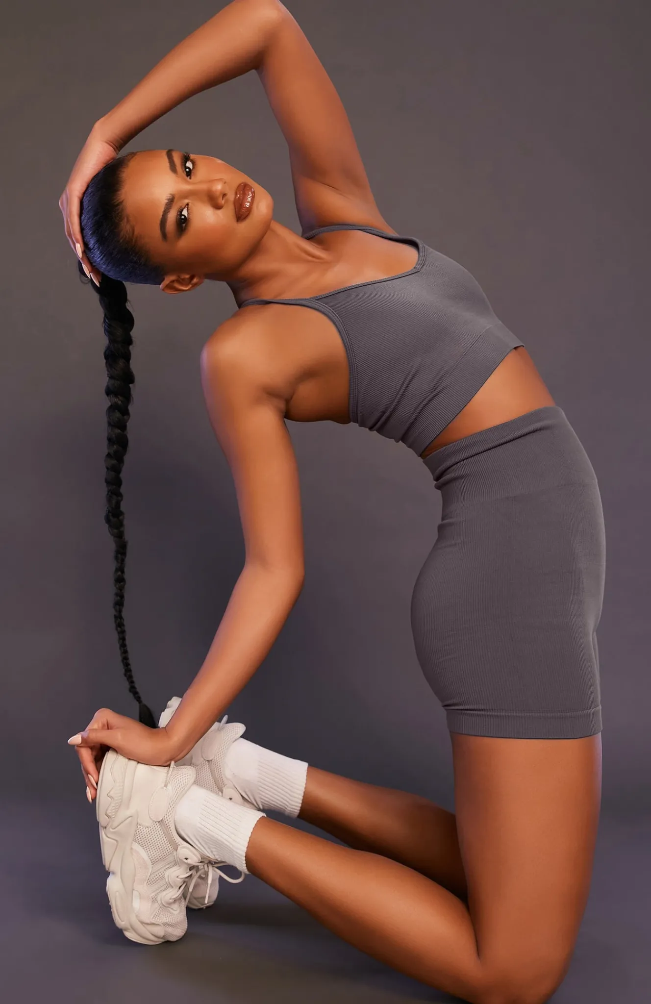 Shorts | White Fox Boutique Seamless High Waisted Shorts Shadow grey
