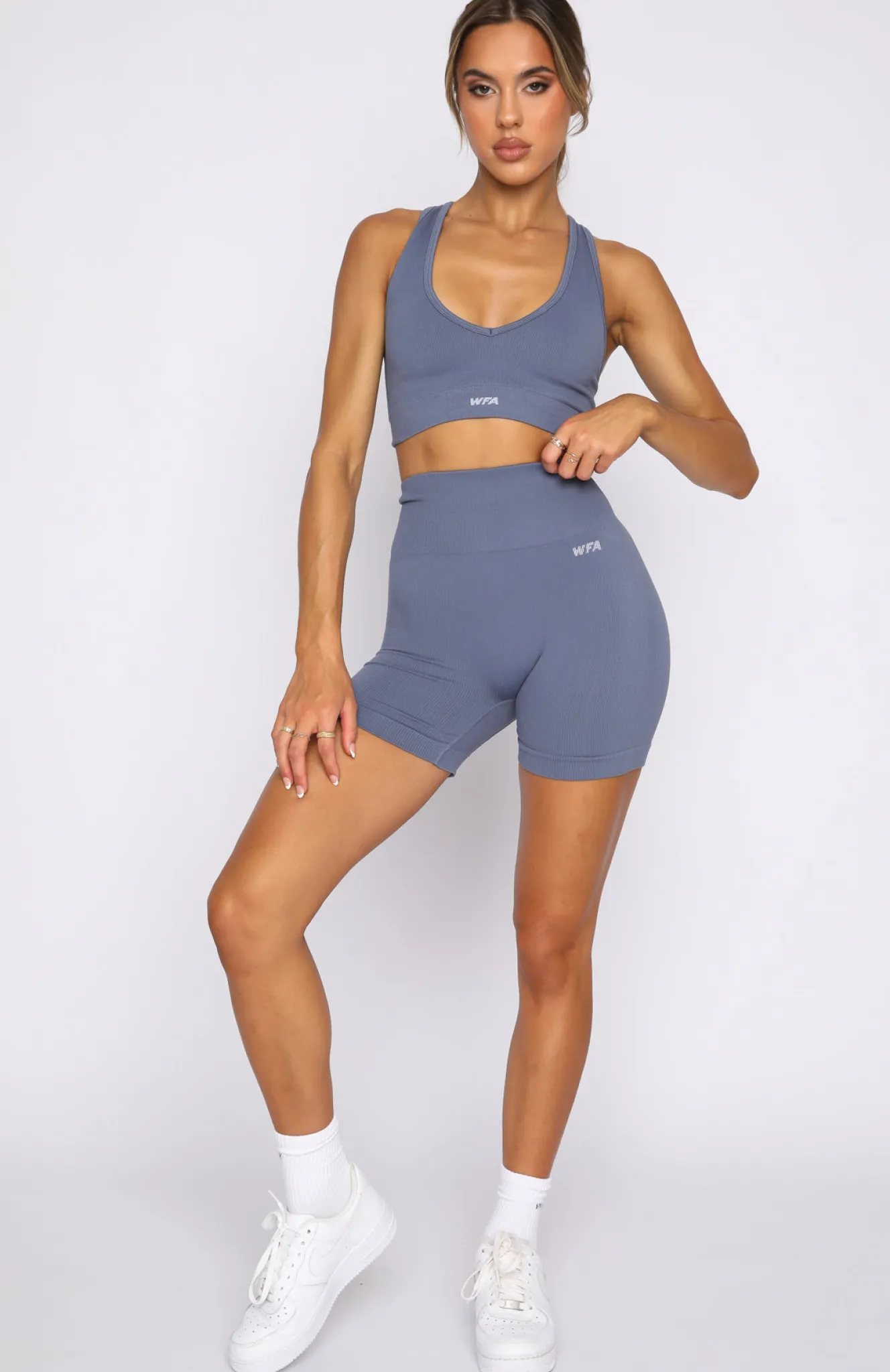 Shorts | White Fox Boutique Seamless High Waisted Shorts Steel blue