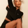 Sports Bras & Crops | White Fox Boutique Seamless Long Sleeve Sports Crop black